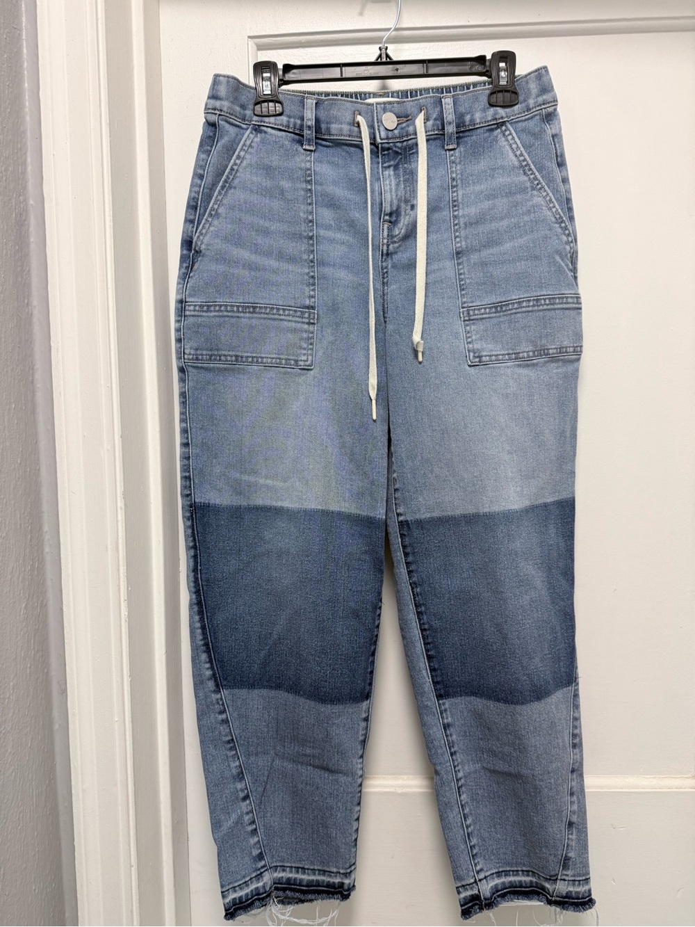 UpWest Two-Tone Light and Dark Blue Patchwork Jeans